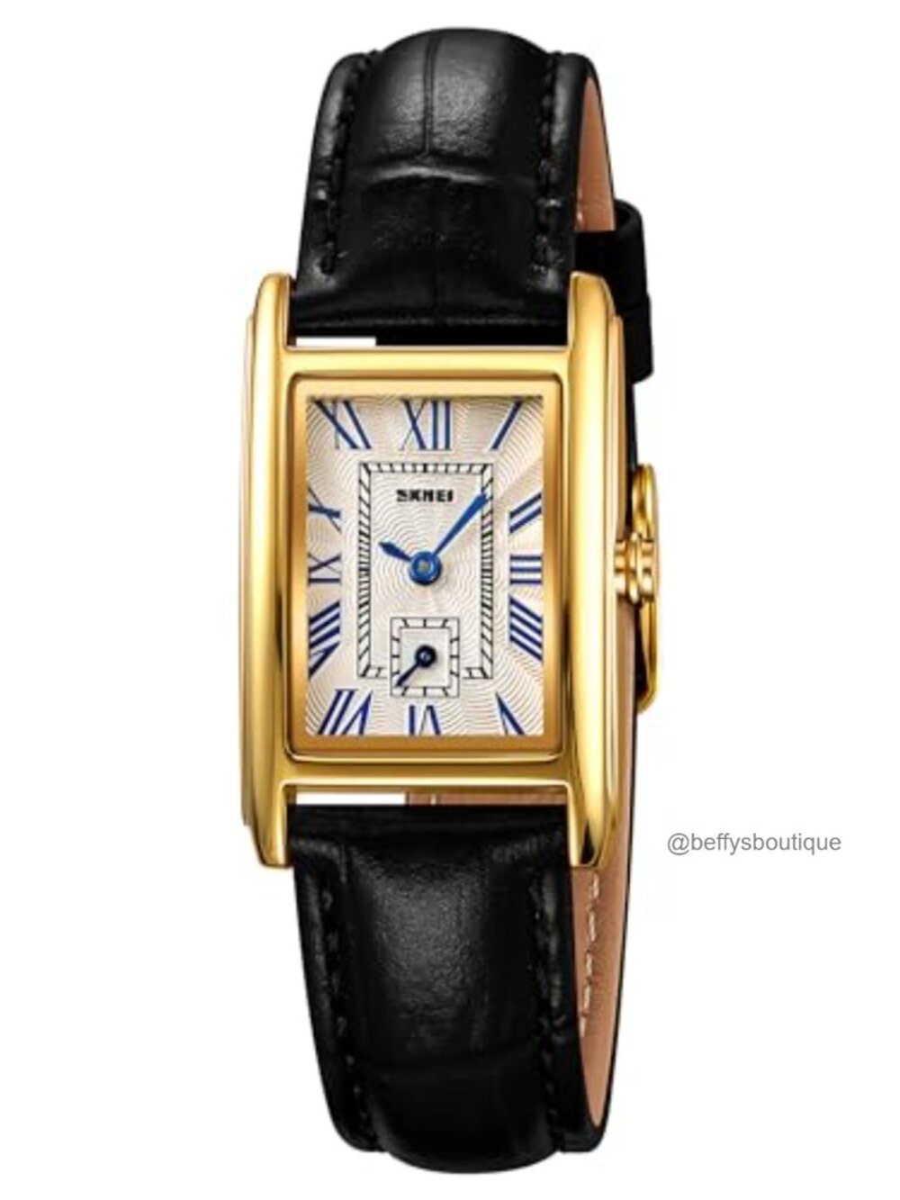 Women's Rectangle Leather Strap Quartz Dress Watch Slim Small Wrists